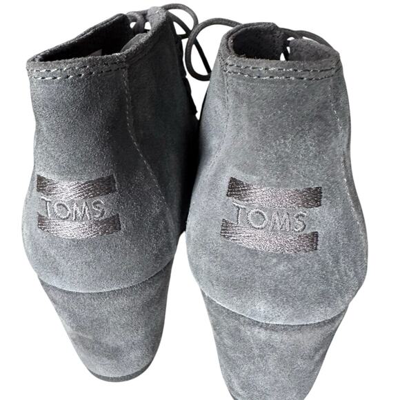 Tom's Women's Kala Wedge Grey Suede Lace Up Bootie - Size 8.5 - Picture 5 of 8